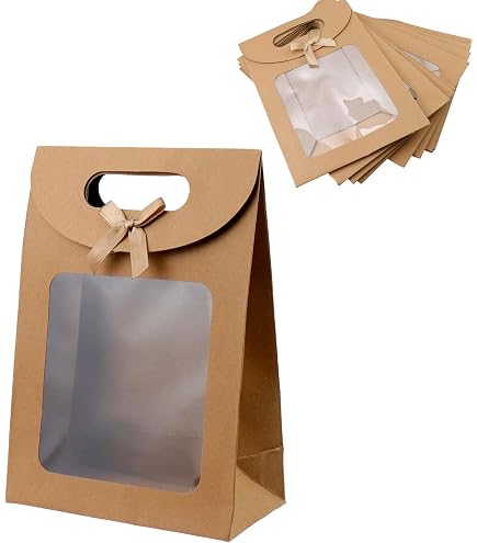 12 Stabile Geschenktüten Mit Sichtfenster – Aus Kraftpapier, Für Partys, Hochzeiten & Events