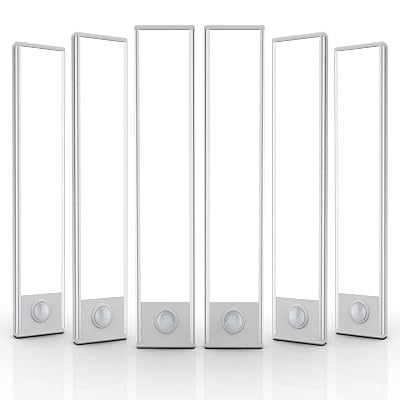 6 Pack Under Cabinet Lights Wireless, 32 LED Motion Sensor Light Indoor Rechargeable Magnetic Closet Lights Battery Operated, Under Counter Lights for Kitchen, Wardrobe, Hallway, Stairs