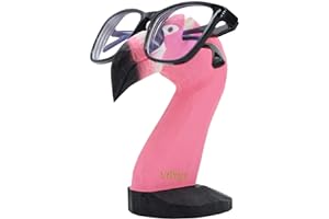 VIPbuy Handmade Wood Carving Eyeglasses Holder Stand Sunglasses Display Stand Home Office Desk Décor Gift (Flamingo)