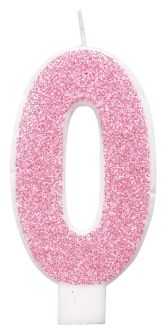 Unique 84250 Pink Shaped Birthday Candle | Glitter 1 Pc, Age 0
