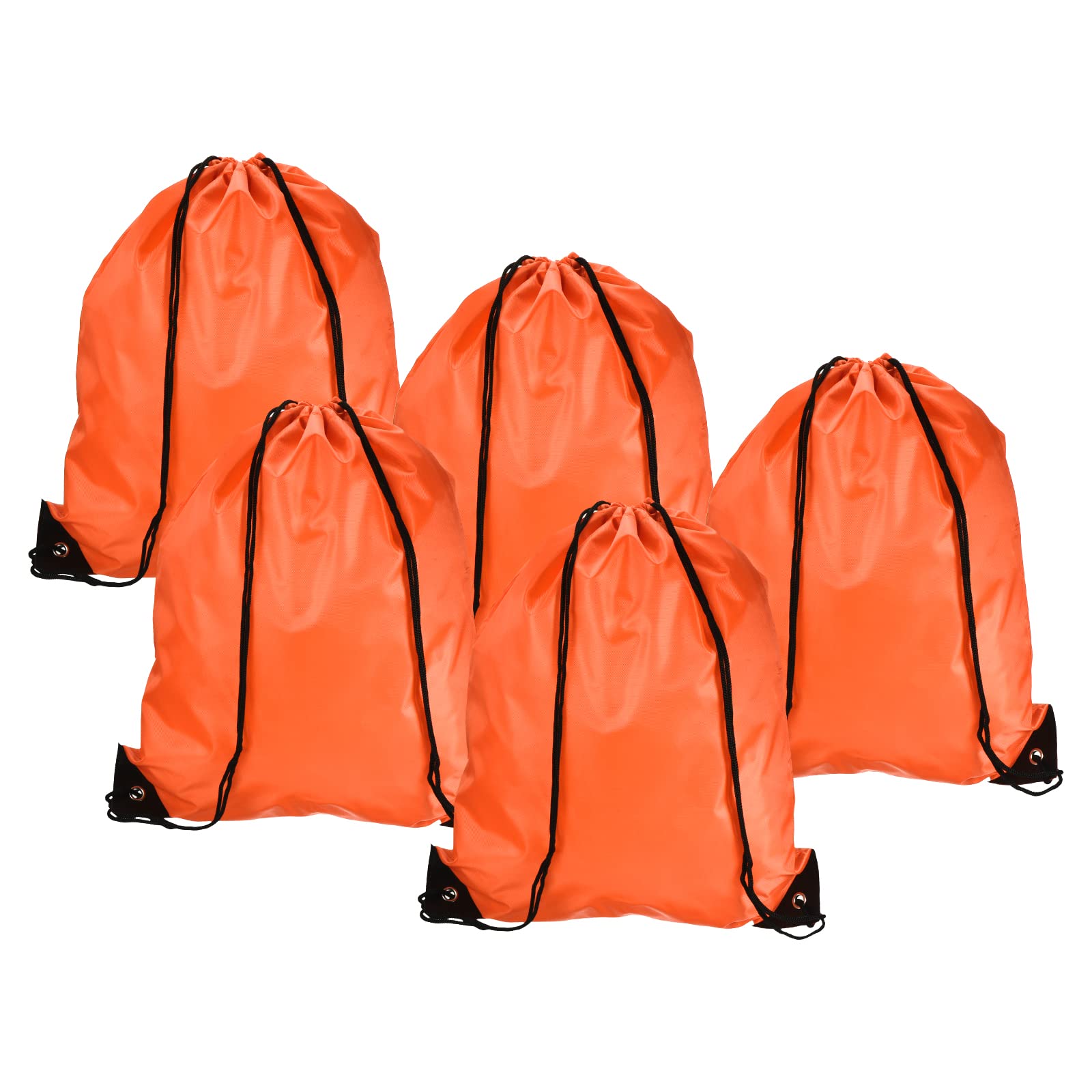 PATIKIL 42x34cm Nylon Drawstring Bag, 10 Pack Storage Bulk Cinch Backpack Sack for Gym Sports Outdoor Traveling, Orange