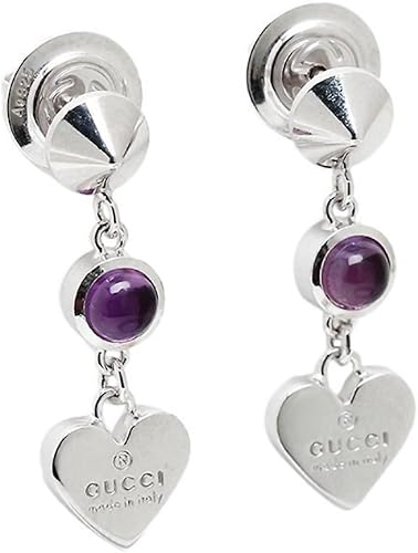 Amazon グッチ ピアス レディース アクセサリー Gucci 3257 J21e0 8164 トレードマークハート シルバー パープル 並行輸入品 ピアス 通販