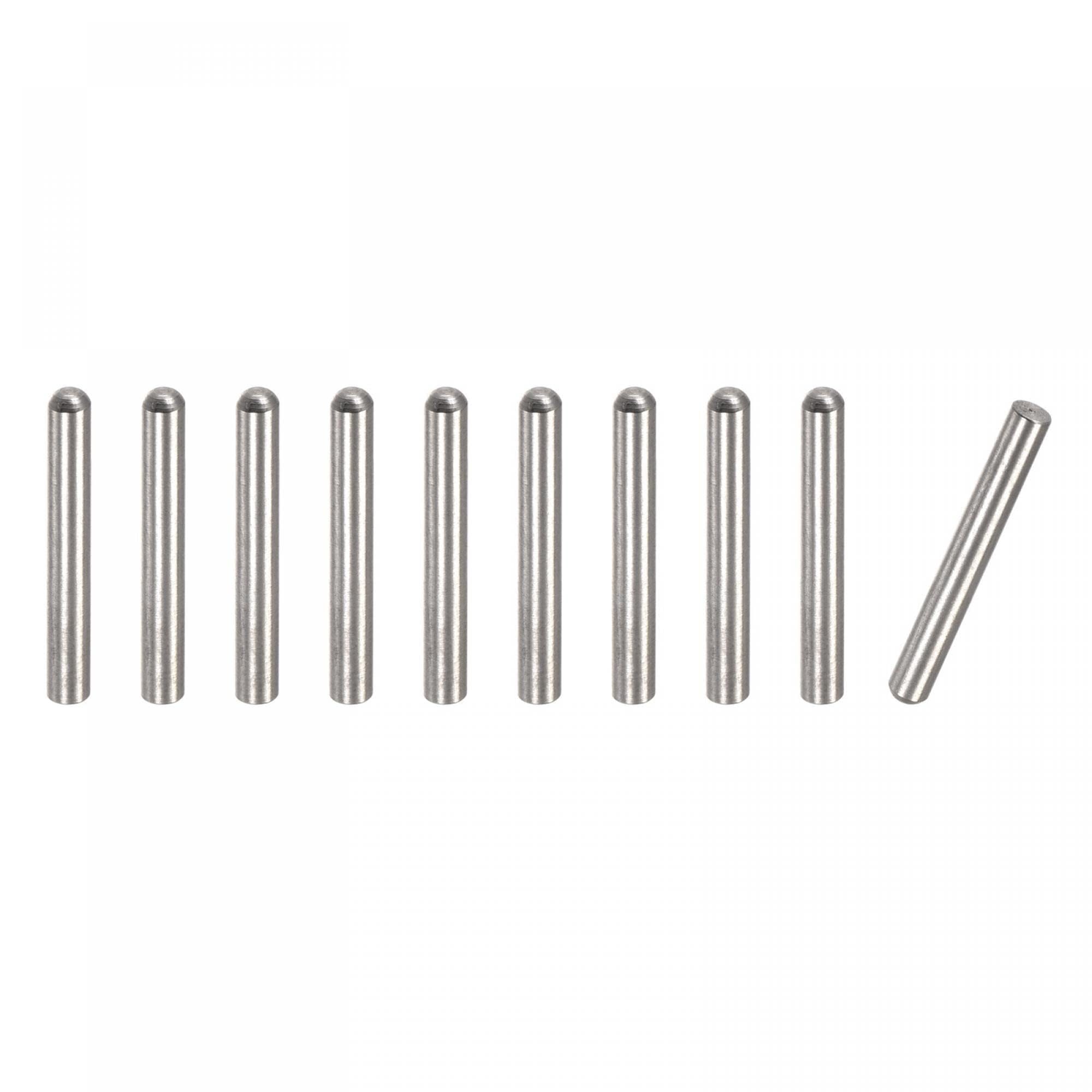 TOP-VIGOR 10Pcs 4mm x 18mm Dowel Pins, 304 Stainless Steel Round Head Flat Chamfered End Shelf Pegs Support Fasten Elements Silver Tone