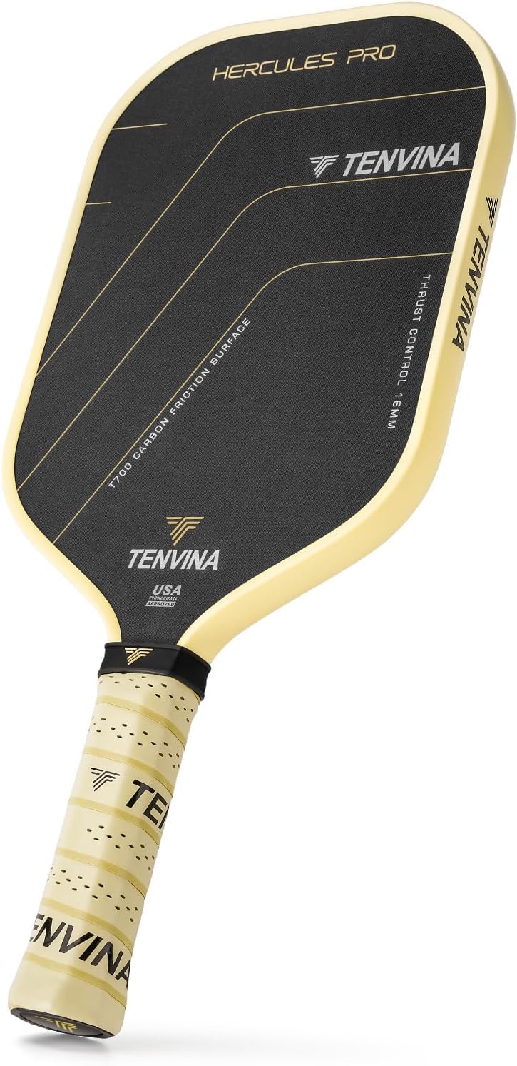 TENVINA Pickleball Paddles, Thermoformed T700SC Carbon Fiber Pickleball Paddle, Pickle Ball Paddle USAPA Approved with Dominant Power and Larger Sweet Spot Image