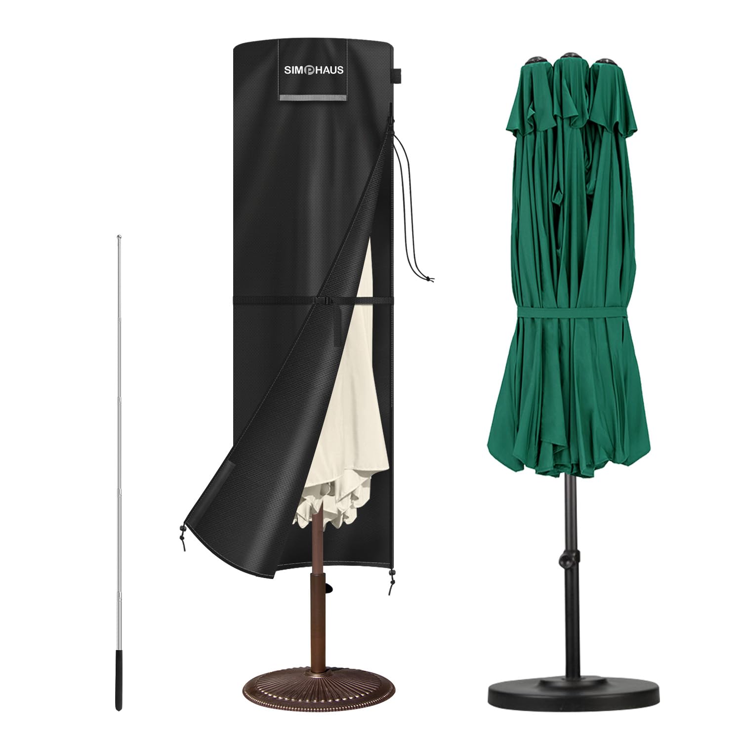 SIMPHAUS Garden Parasol Cover for Garden Umbrella Covers Waterproof Ø 3m Parasol Covers 220x67/67cm Double Parasol Umbrella Cover for Garden,Patio Sun Shade,Windproof,Anti-UV,420D Oxford Fabric