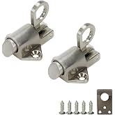 Bitray 2Pcs Spring Latch Pull Ring Bolt Zinc Alloy Tongue Down Door Lock | Spring-Loaded丨Pull Ring Bounce丨Easy Install, Rust Proof丨Sliding Design丨for Small Doors Windows Cabinets Tool Boxes Shed Gate