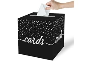 OLIVBIN Silver Foil Black Card Box, Bride Gift Card Box, Birthday Party Gift Card Receiving Box, Used for Wedding Gifts, Baby or Bride Gifts, Graduation Ceremony, Retirement Ceremony, Anniversary Decoration Party Supplies