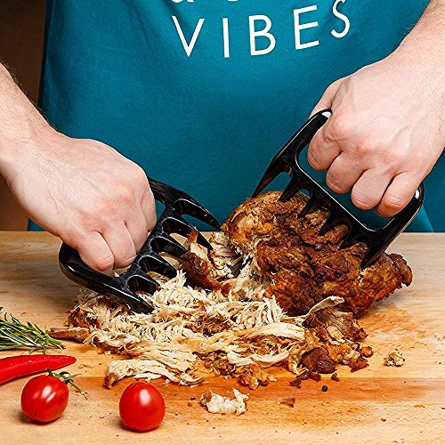 Pulled Shredder Food Claws - Easily Lift, Shredding Handling & Cut Food - Food grade safety material | Dish Washer Safe | Easy Storage | Heat Resistant Nylon - BPA Free Barbecue Paws (BLACK) (Black)