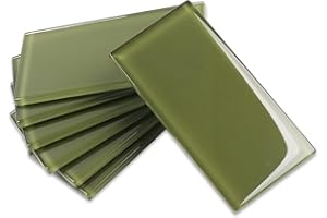 Adedeo Glass Subway Tile 3 x 6 Inch Green for Kitchen Backsplash Bathroom Wall Pack of 32 Sheets
