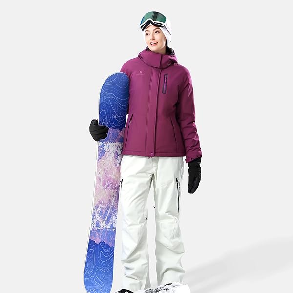 CAMEL CROWN WOMEN’S SKI JACKET WATERPROOF WARM WINTER SNOW COAT HOODED MOUNTAIN OUTDOOR WINDBREAKER WINDPROOF JACKET