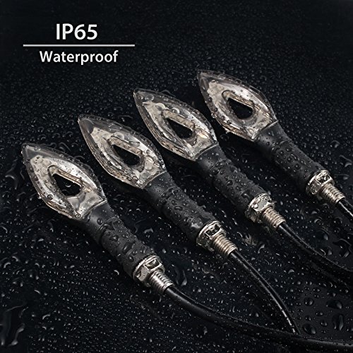 Justech 4pcs Flowing Flashing Led Turn Signal Lights Motorbike Indicators Waterproof 12V 14 LEDs Bulbs Universal for Motorcycle Motorbike Harley Kawasaki Yamaha Suzuki Off Road - Thumbnail 4