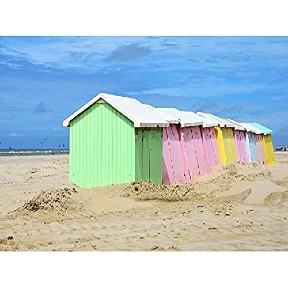 Gzzz Colourful Beach Huts Berck Pas De Calais France Photo Art Print Canvas Premium Wall Decor Poster Mural