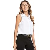 Riatobe Womens Sleeveless Button Down Shirt Blouse Office Work Casual Classic Collar Shirts