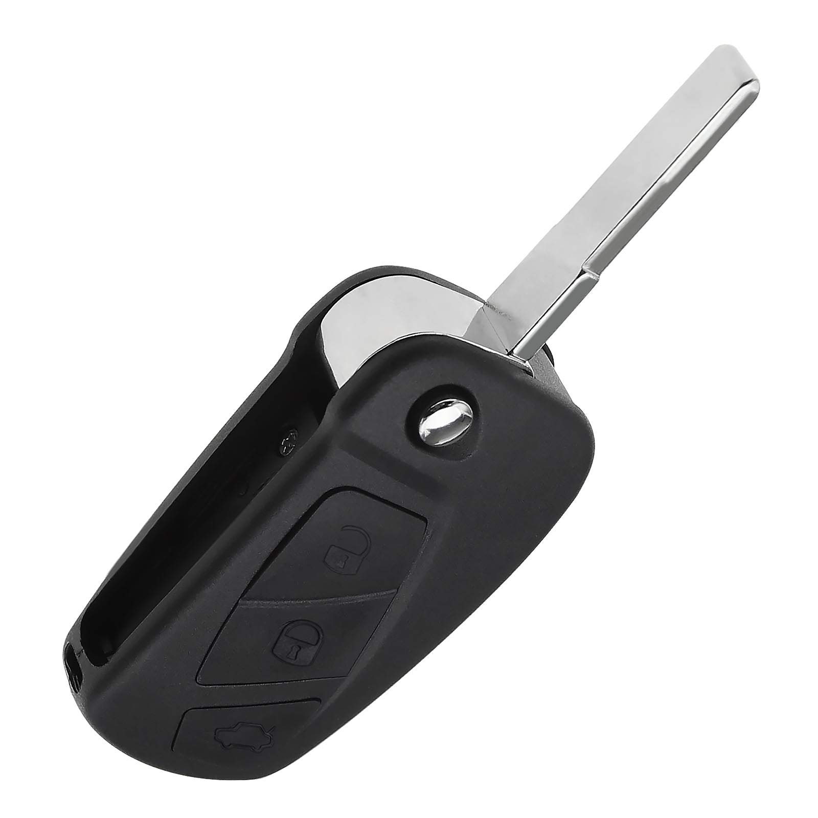OTOTEC 3 Buttons Folding Remote Key Shell Fob with Uncut Key Blank Compatible with KA Remote Control Key Case Replacement Accessories Black