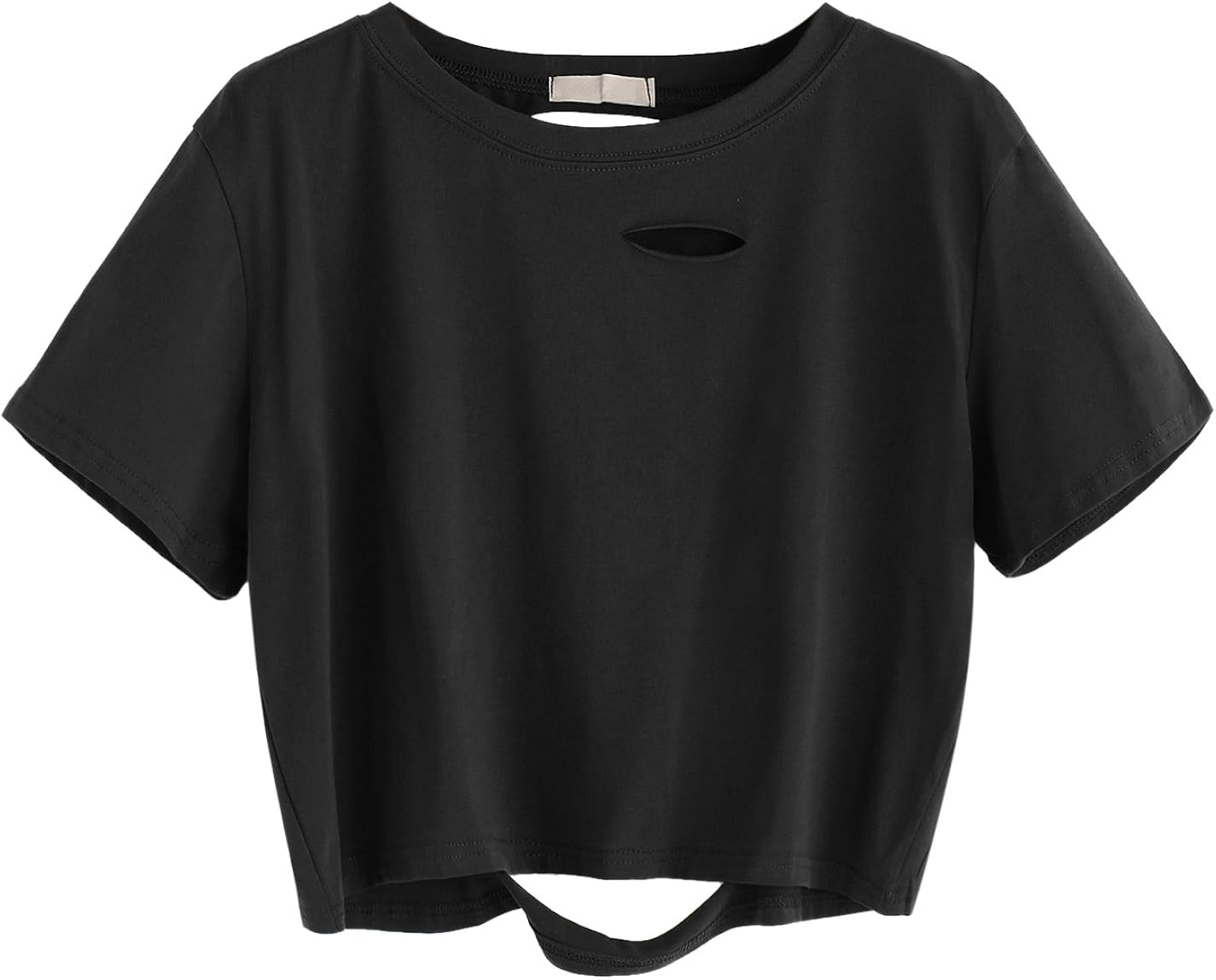 SweatyRocks Women's Summer Short Sleeve Tee Distressed Ripped Crop T-Shirt Tops at  Women’s Clothing store