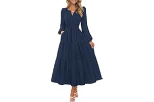 MEROKEETY Women's Fall Long Sleeve Maxi Dress 2025 Boho Ruffle Tiered Swiss Dots Wedding Guest Cocktail Long Dresses