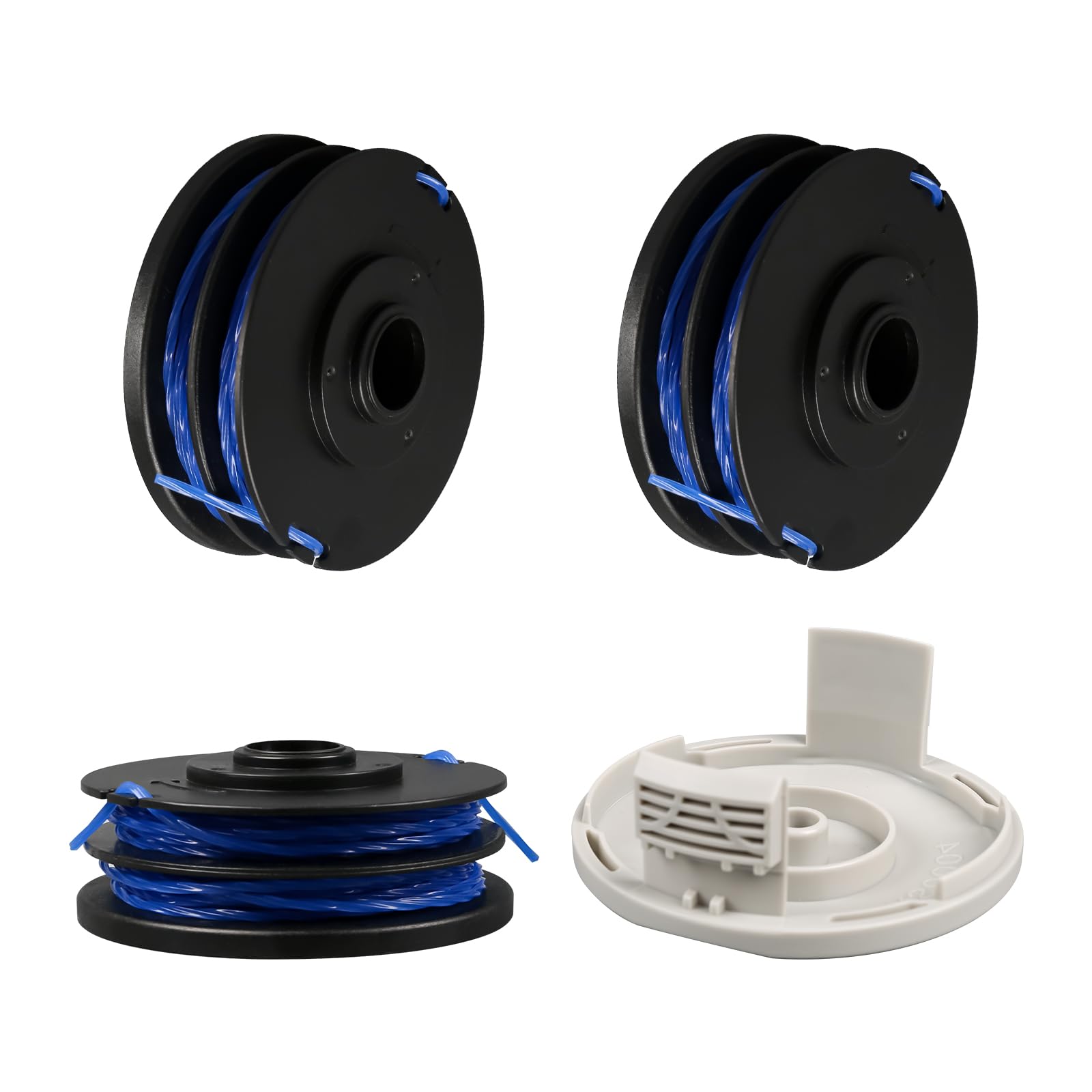 String Trimmer Replacement Spool for Ryobi RAC123 5132002671, Spool and Line Compatible with Ryobi RLT4027, RLT4125, RLT5027, RLT6030, RLT5127, RLT6130 (3 spools + 1 cover)