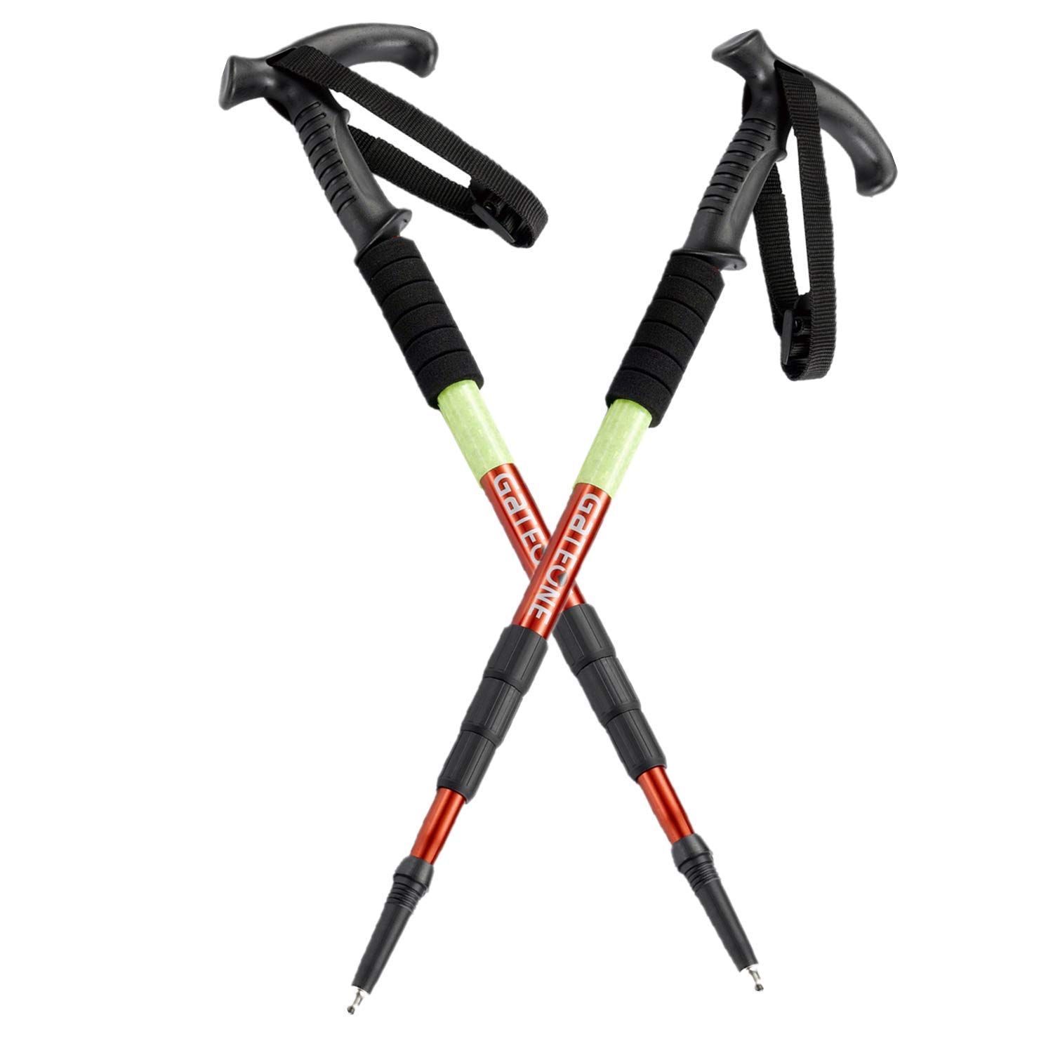 BAOCHI Walking Sticks Trekking Poles Hiking Trail (1 Pair) Telescoping Collapsible Lightweight Ultra Strong Anti Shock with Reflective Tape Red