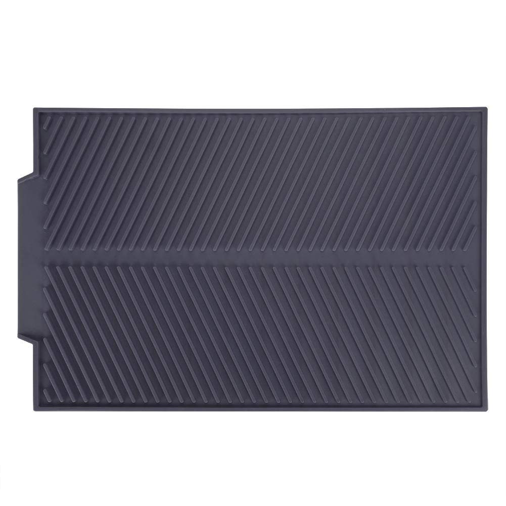 Fdit Dish Drying Mat, Soft Silicone Draining Pad Rectangle Drain Mat Dish Drainer Kitchen Countertop Dishes Quick Drying Board Sink Mat Gray