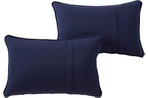 GREENDALE HOME FASHIONS Sunbrella 21'' x 14'' Rectangle Outdoor Throw Pillow with Removable Cover (Set of 2), Canvas Navy