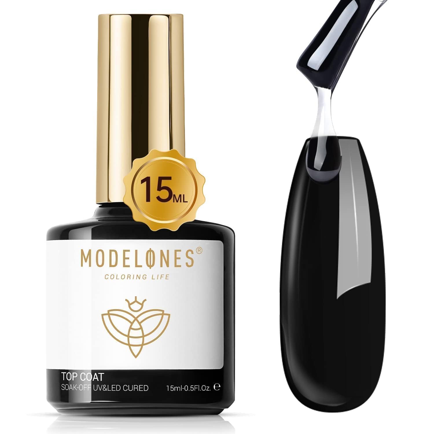 Photo 1 of modelones Gel Top Coat, 15ml No Wipe Gel Nail Polish High Gloss Top Coat Shiny Long Lasting Clear Top for Acrylic Nails, Need U V/LED Lamp for Home DIY Gift and Fall Manicure Salon