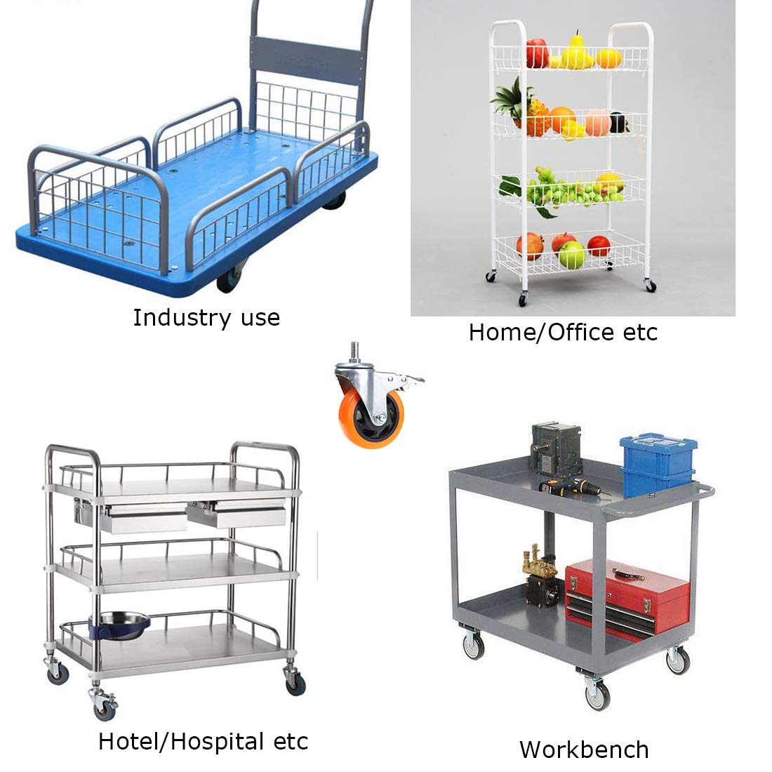 Stem Casters Aozel Heavy Duty Swivel Threaded Stem Caster Wheels with American Size 1/2''-13x1'' Thread Dual Locking Wheel with Brakes Pack of 4 (4 Inch): Industrial & Scientific