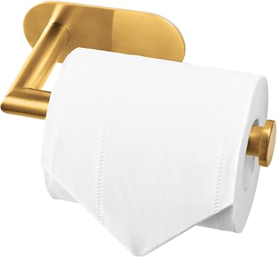 HITSLAM Gold Brushed Brass Toilet Roll Holder Self Adhesive 304 Stainless Steel