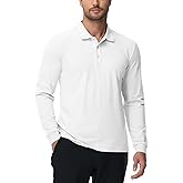 MIER Polo Shirts for Men Cotton Long Sleeve Golf Tennis Collared Shirt for Casual Work Travel, 3 Buttons, Ultra Soft