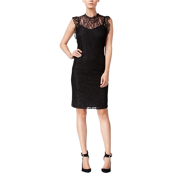 bar III Womens Lace Sheath Dress, Black, Small at Amazon Women's Clothing  store
