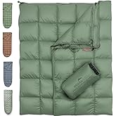 Noora North Down Camping Blanket with Footbox &ndash; Lightweight, Packable, Water Resistant Backpacking Quilt &amp; Warm Puffy Compact Outdoor Throw &ndash; 52x77 with Stuff Sack for Stadium, Hiking &amp; Travel