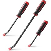 Pry Bar Set with Ergonomic Handles and Strike Cap, 3-Piece Heavy Duty Angled Pry Bar Tool Set (8, 12, 18 in) for Prying, Scraping, Lifting, Removing Objects
