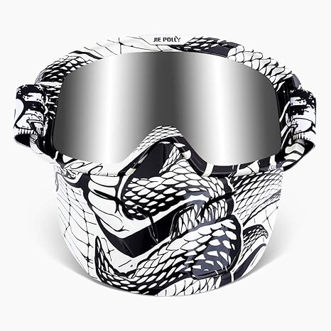 WLZP Motorradbrille mit abnehmbarer Gesichtsmaske, Mortorcycle Maske, UV400 Helm Kompatibel, für Airsoft CS Desert Offroad Re