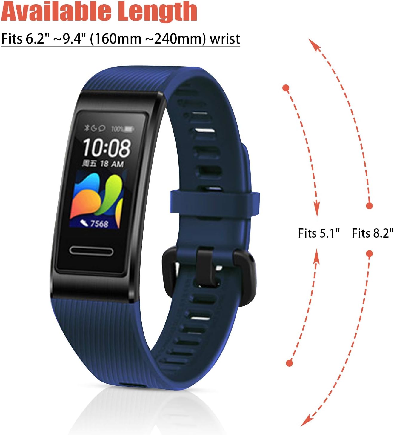 teyiwei Dark Blue Silicone Wrist Strap Compatible for Band 3 Pro Replacement Watch Band Bracelet Compatible with Band 4 Pro - Image 4