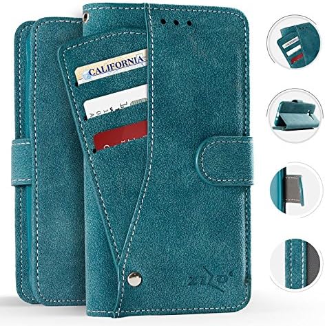 Slide Out Pocket Wallet Case w/ID Sleeve & TPU Phone Holder for Samsung Galaxy S8+ Plus G955 (Teal)