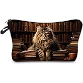 Livel lhood Maine Coon Makeup Bag Cute Small Organizer Zipper Pouch Vintage Maine Coon Cat Cosmetic Bag Birthday Present for cat Lovers Women Friends