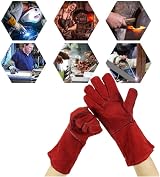 JZK Heavy Duty Leather Heat Resistant Welders Gauntlets 13in Palm 5.5in view 2