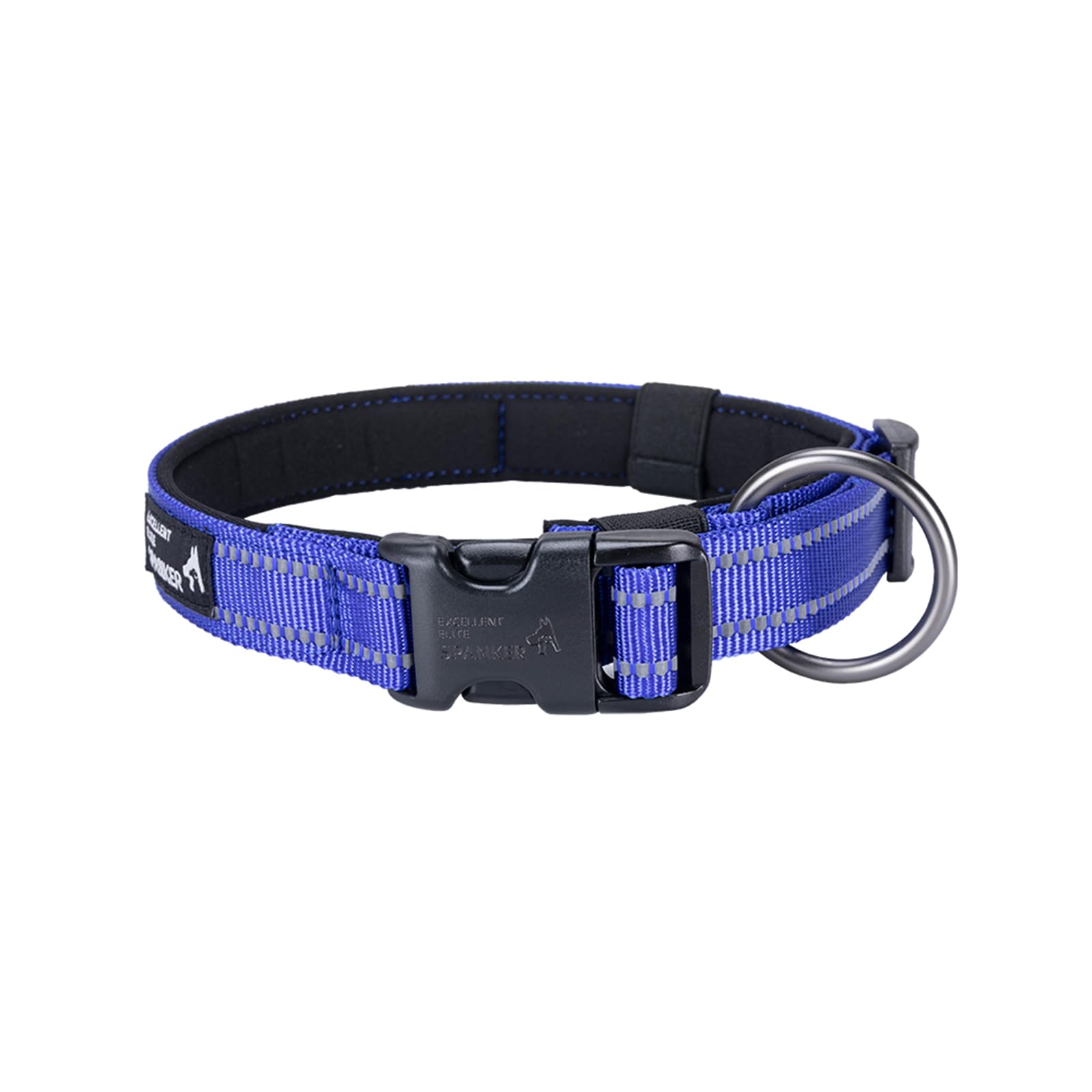 EXCELLENT ELITE SPANKER Reflective Dog Collar Classic Soft Padded Breathable Nylon Adjustable Pet Collar with Quick Release Buckle for Boy Girl Male Female Puppies Small Medium Large Dogs(S-BLU)