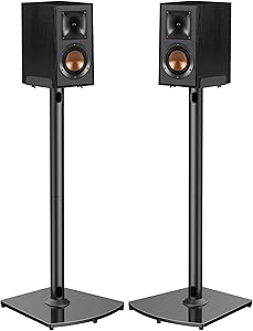 Universal Speaker Stands with Cable Management Holds Satellite & Bookshelf Speakers to 22lbs (i.e.Polk Yamaha Edifier Bose Klipsch Sony and Samsung) 33.6 Inch Surround Sound Speaker Stands - 1 Pair
