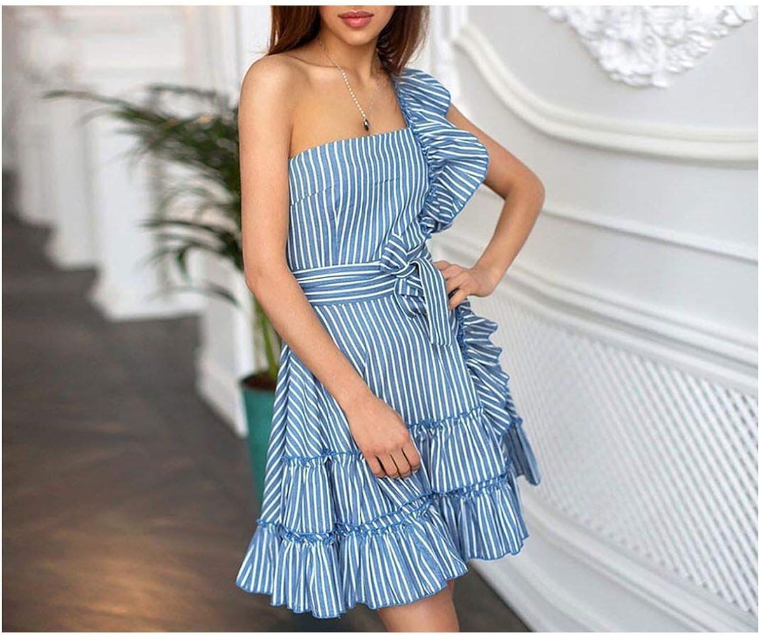 blue striped summer dress