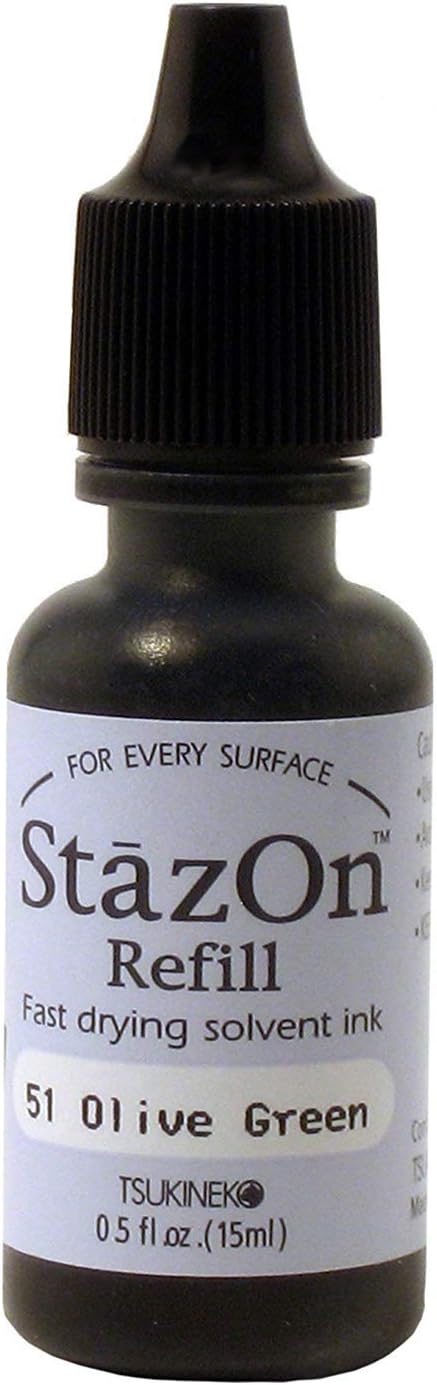 StazOn Ink Tsukineko Re-Inker, Olive Green