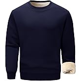 Flygo Men's Sherpa Lined Sweatshirts Fleece Pullover Top Cotton Crew Neck Sweatshirt Warm Sweater Winter Clothes
