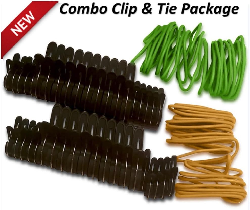 Garden Ties & Garden Clips for Vines, Flowers & Vegetables- 40 Pack Garden Clips - 20 Ft. Garden Ties - Tomato Cages, Pickle Vines, Clematis, Honeysuckle Vines, Other Staked Plants, Saplings - Multi-Purpose Use With Electrical Wires, Hoses and Securing Various Items