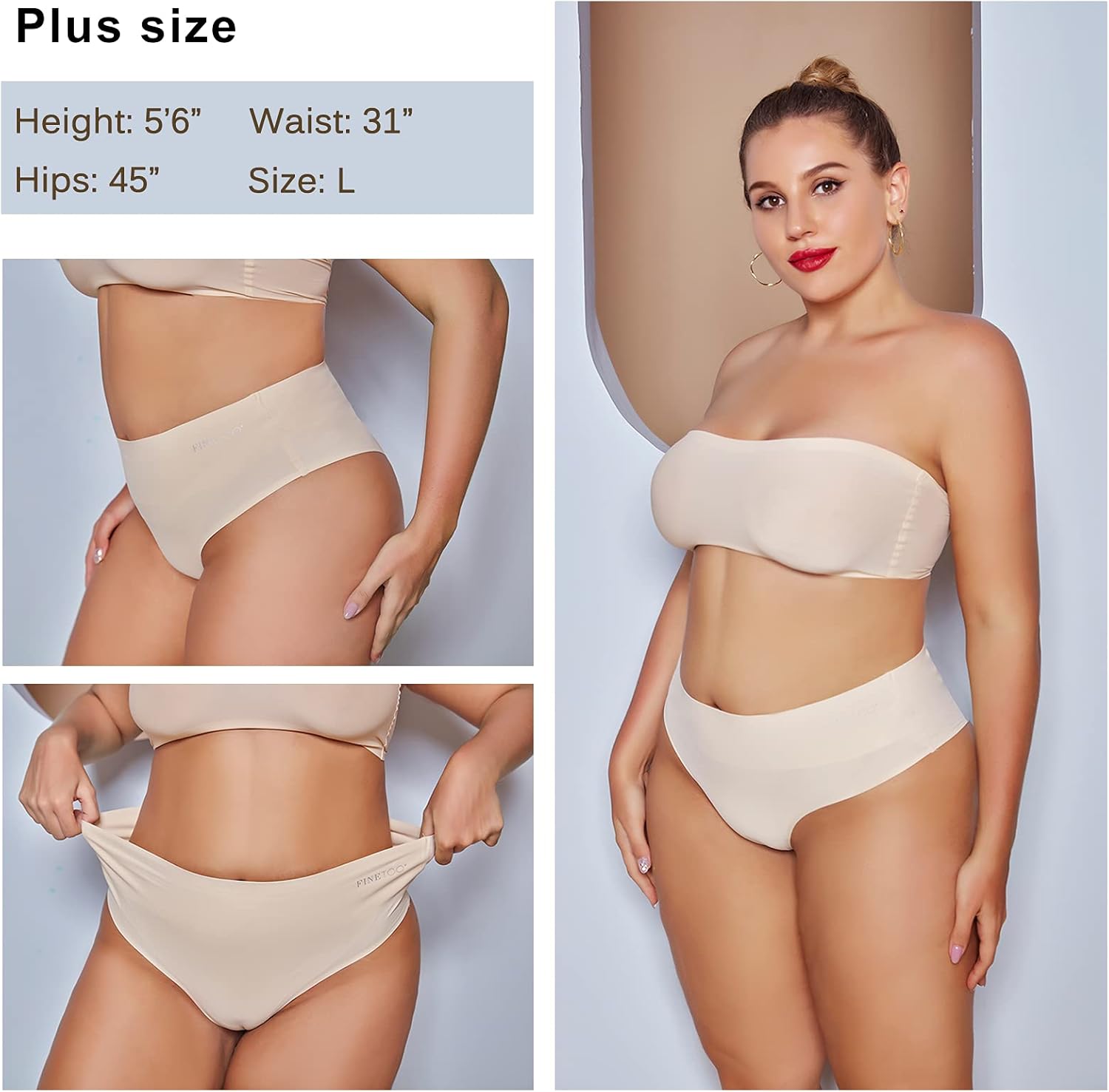 FINETOO Seamless Underwear for Women High Waisted Bikini Panties No Show Invisible Cheeky Stretch Pack of 6 at  Women’s Clothing store