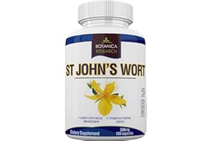 BOTANICA RESEARCH St John's Wort Extract Supplement: 500mg Vitamin Herb for Mood, Serotonin and Dopamine. Manages Stress, Sadness, Seasonal Mild Depression. 100 Saint John Wort Capsule Pills…
