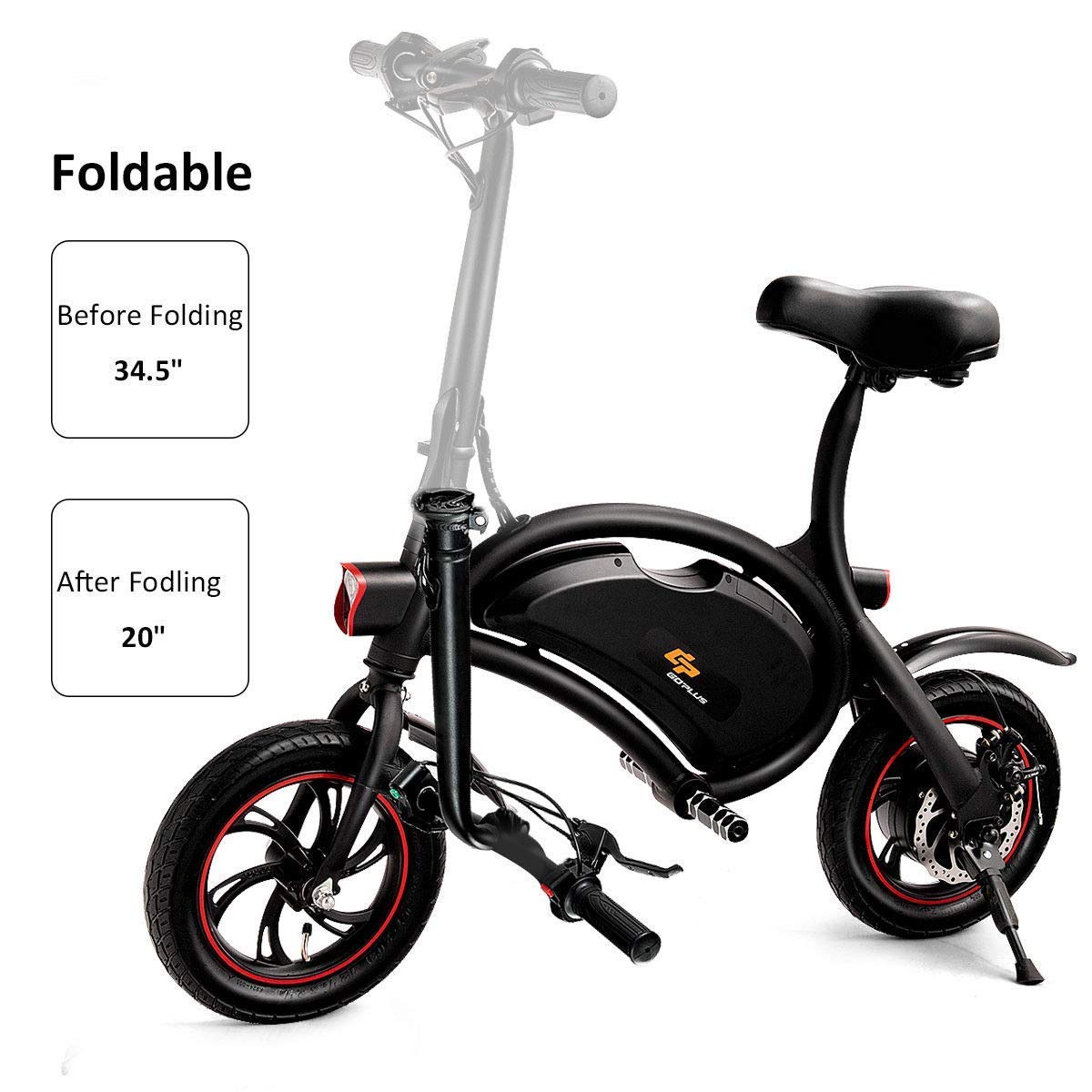 Goplus Folding Electric Bike, 350W Lightweight EBike, with 12.5 Mile