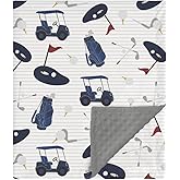 HawSkgFub Navy Blue Golf Mink Baby Blanket Dotted Backing Boy Shower Gift, Golfing Sport Game Gear Ball Glove Car Stick Double Layer Nursery Swaddle, Soft Newborn Infant Toddler Bed Crib Bedding 30x40