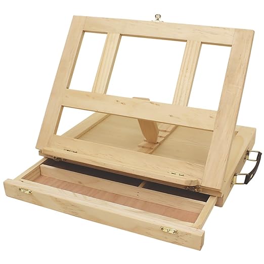 Art Alternatives Marquis Artists Adjustable Desk Box Easel, Natural