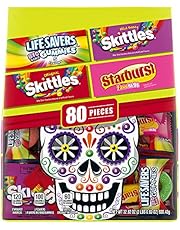 SKITTLES Wild Berry, SKITTLES Original, STARBUST FaveREDS, and LIFE SAVERS Gummy Dia de Los Muertos Halloween Candy (32.82oz/80 pieces)