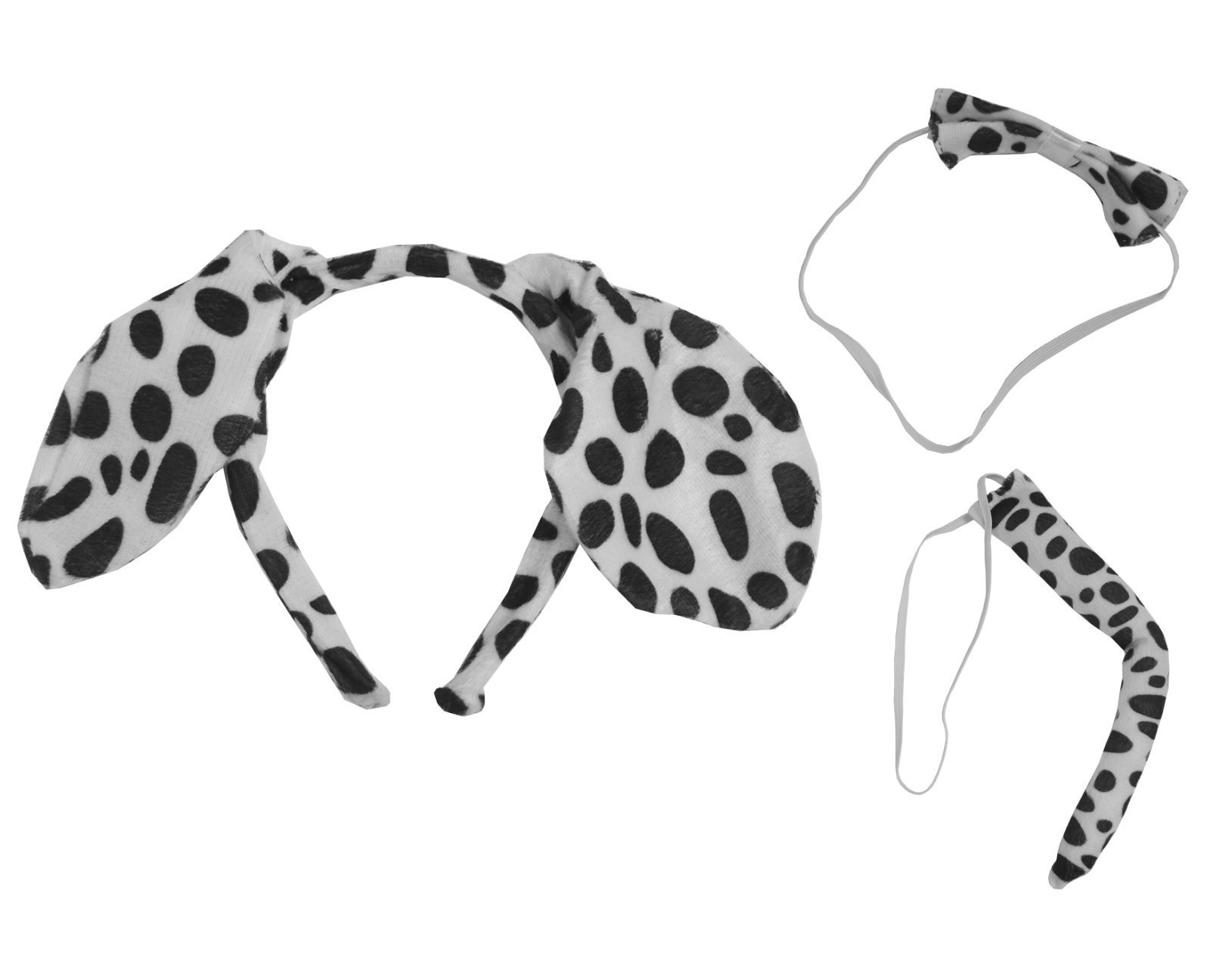 Dalmatian Dog Head Band Floppy Ears Bow Tie And Tail Fancy Dress Set Adult Child
