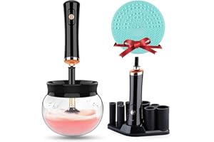 Premium Makeup Brush Cleaner and Dryer Machine Hangsun Electric Cosmetic Make Up Brushes Set Cleaning Tool with 8 Size Rubber Collars Wash and Dry in Seconds